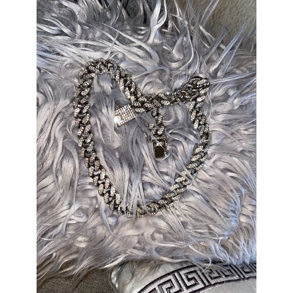 NECKLACE 18k white gold diamond cut cuban link chain stainless steel jewelry NWT - Picture 6 of 9